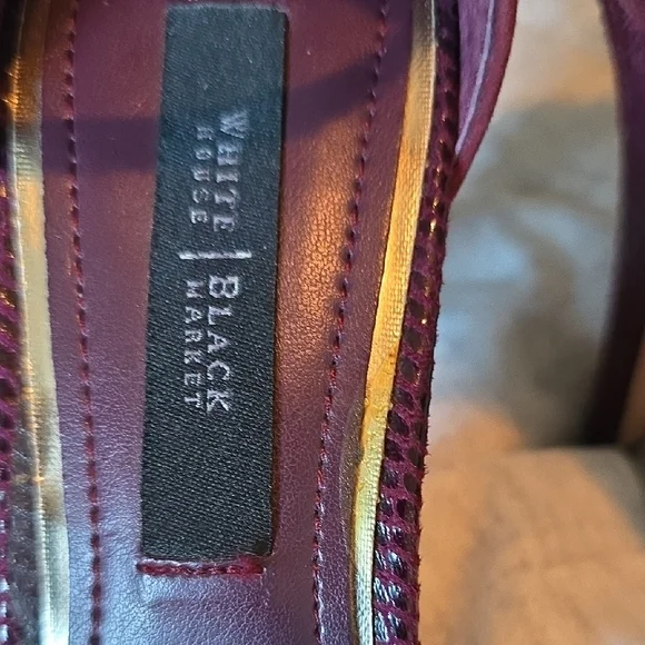 White House Black Market Burgundy Peep-Toe Heels - Picture 2 of 9
